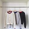 Fashion School Style Contrasting Color Striped Long-sleeved Knitted Cardigan for Women's Autumn Slimming and Shaping Soft and Soft Sweater Jacket