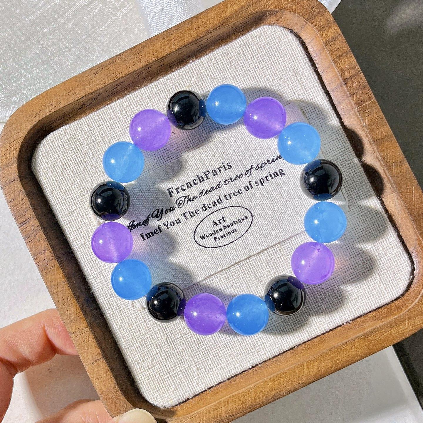 Design Violet Emerald Aquamarine Quartz Rock Base Commuter Bracelet Bracelet