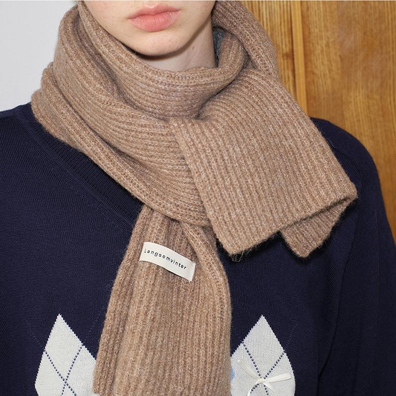 Winter Knitted Wool Scarf For Women Warm Shawls Wrap Scarves Solid Color Design Thick Soft Cashmere Pashmina Neckerchief Poncho