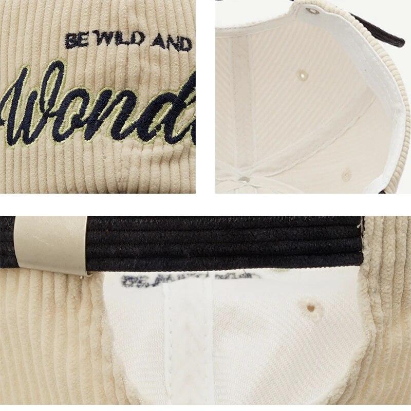 Berretto da baseball in velluto a coste color block con ricamo per donna Kpop cappello invernale da donna cotone snapback berretto da baseball da uomo cappello da sole