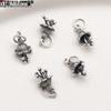 Sterling Silver Elephant & Leaf Double Charm Beads with OT Clasp for DIY Jewelry