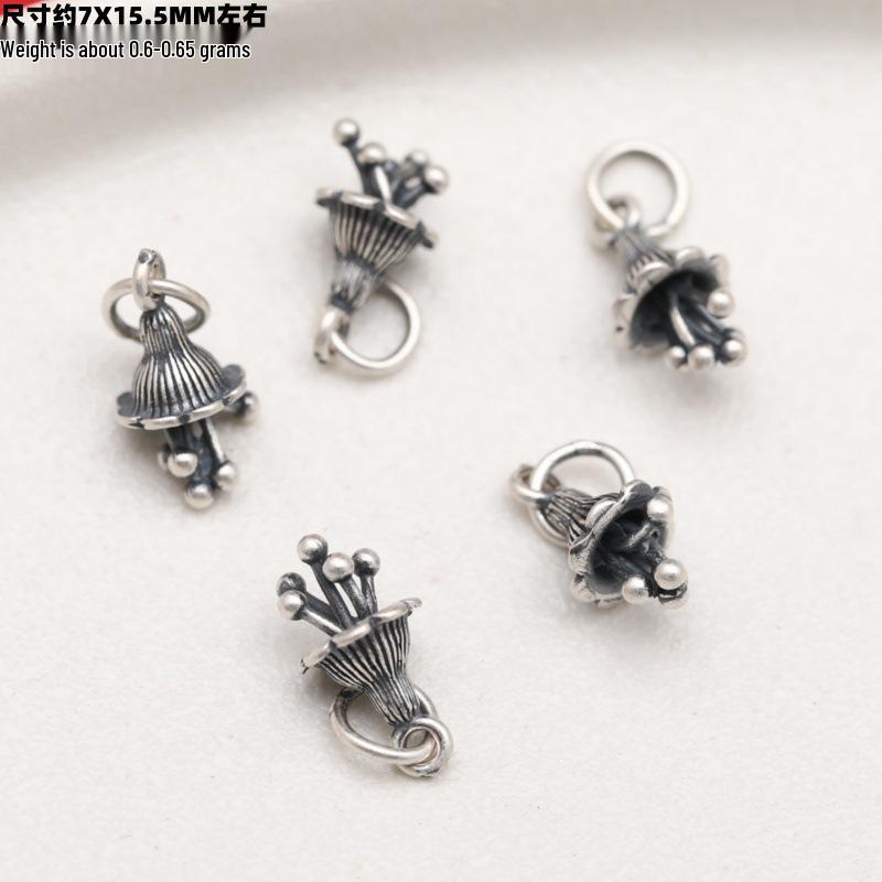 Sterling Silver Elephant & Leaf Double Charm Beads with OT Clasp for DIY Jewelry