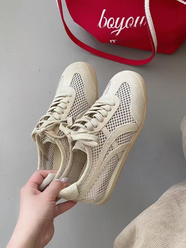 Retro Dexun Shoes Women's Shoes 2025 Spring and Summer New Soft-soled Mesh Comfortable Versatile Breathable Lace-up Casual Sports Shoes