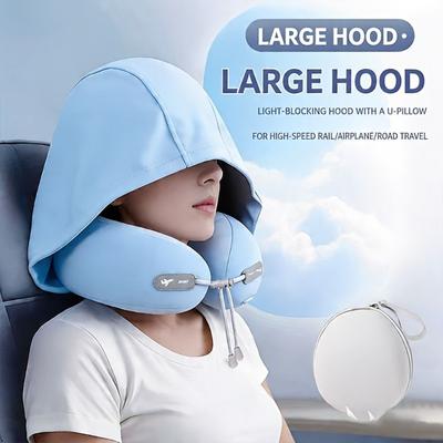 Soft Hooded Neck Pillow Portable U-Shaped Pillow Nap Travel  Pillow  Airplane