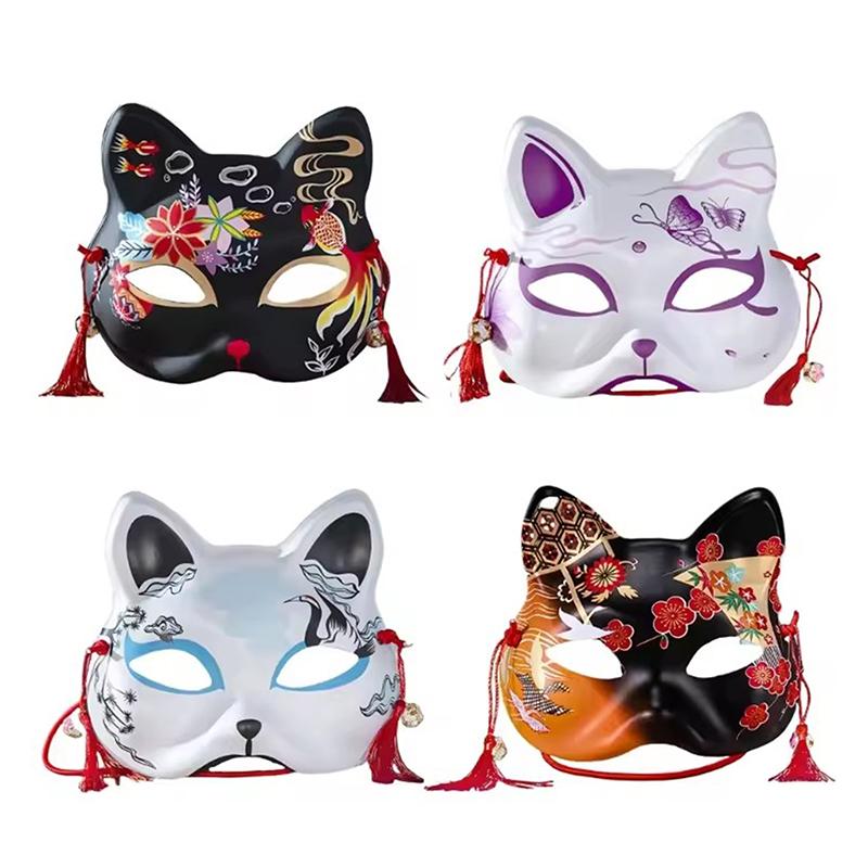 Cosplay Mask Handmade Half Face Mask Japanese Cat Mask Japanese-Style For Stage Performances Anime Cosplay