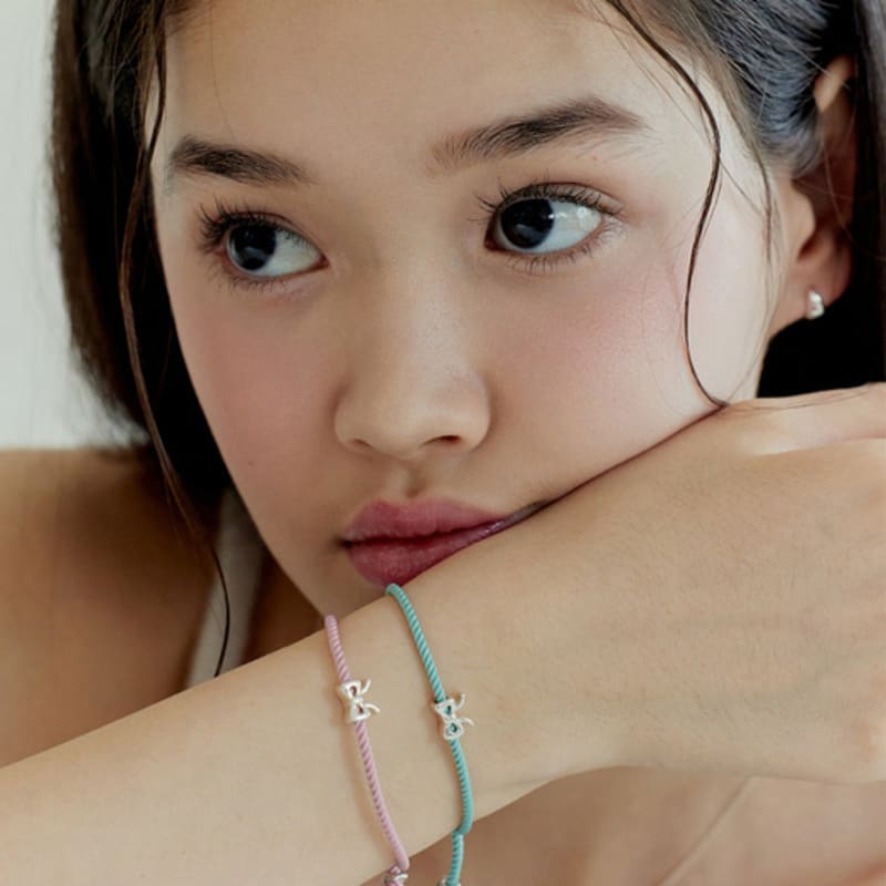 

murmur [925silver]Color rope ribbon bracelet baby pink
