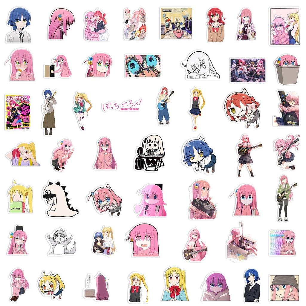 50pcs Bocchi The Rock Waterproof Reusable Adhesive Graffiti Stickers Decorate Luggage/trolley Cases