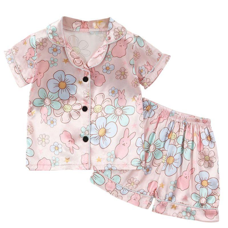 1-8 Years Kids Summer Pajama Set Short Sleeve Shirt and Shorts Loungewear