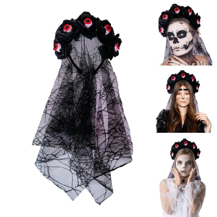 Dark Flower Eyeball Witch Headwear Halloween Party Gothic Eyeball Headband