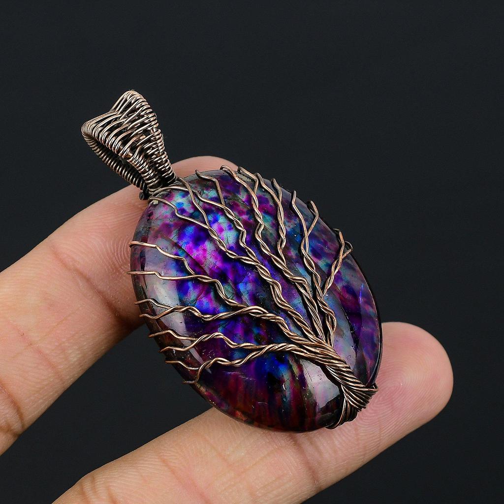 Tree Of Life Multi Flash Labradorite Pendant, 999 Copper Wire Wrapped Jewelry, Handmade Pendant Gemstone Jewelry, Gifts For Wife Brand New Pendant