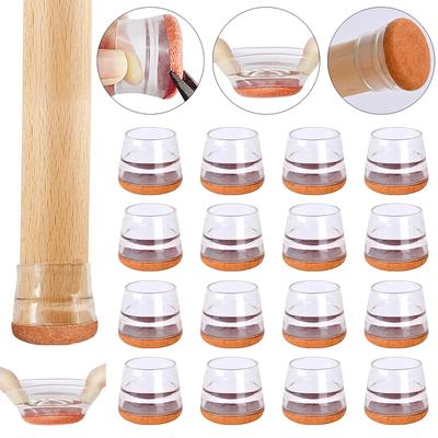 16PCS Table Foot Pad Rubber Chair Leg Caps Round Square Floor Protection Mat Furniture Pads Sliders with Wrapped Felt Bottom