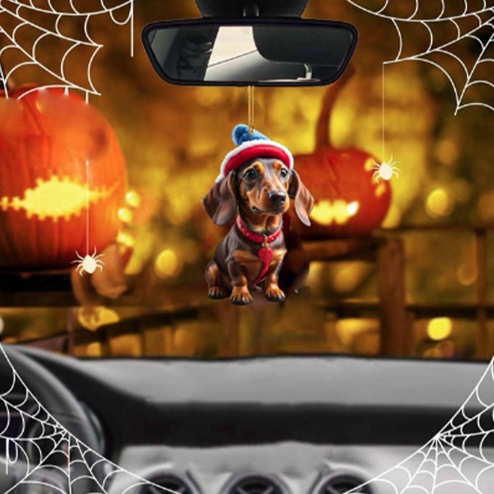 2D Christmas Tree Pendant Cute Dog Car Hanging Interior Christmas Ornaments  Home