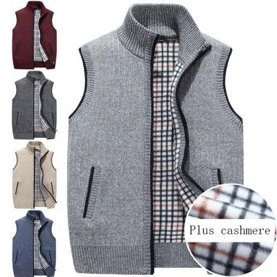 WarmJackets Cardigan Gilet Col Roulé Épaissi Plus Pull Polaire Tricoté Pull Avec Fermeture Éclair Gilet