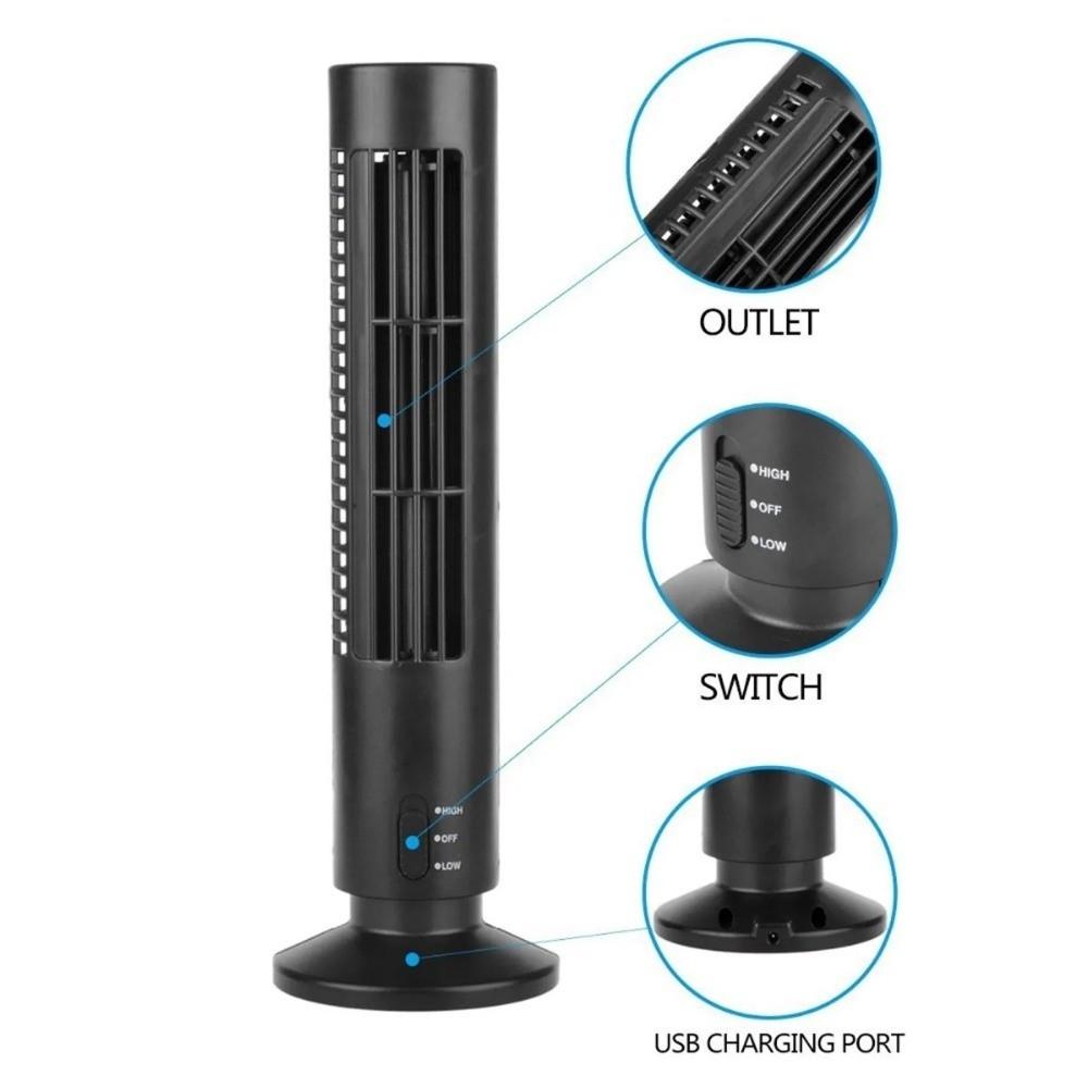 Low Noise USB Tower Fan Strong Wind Vertical Conditioner Mini Mobile Air Conditioning  Bedroom Use