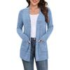 Cardigan Lungo a Maglia Aperto Davanti con Maniche Lunghe da Donna, Cappotto Duster Casual con Tasche