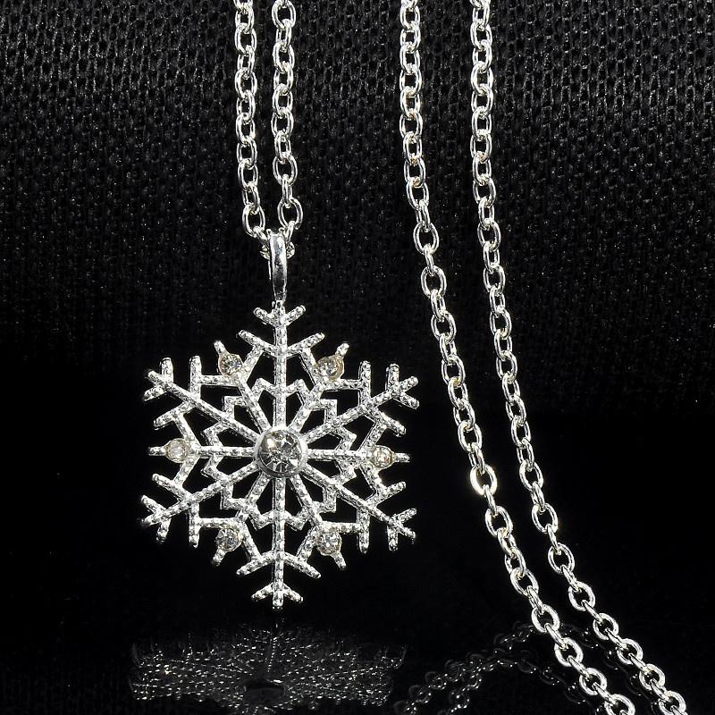Fashion Charms Lady Crystal Snowflake Zircon Flower Silver Plated Necklaces Jewelry For Women