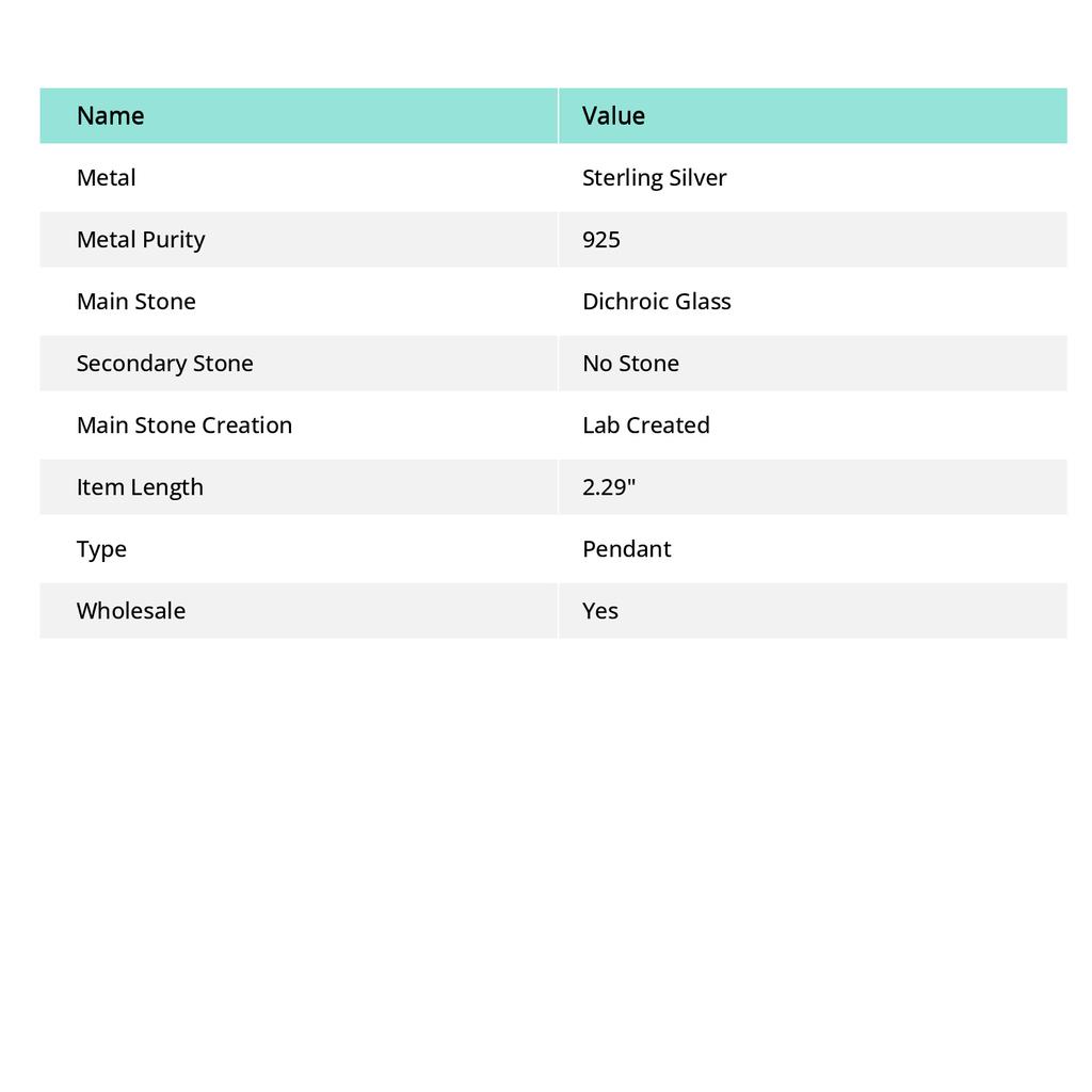 Natural Dichroic Glass Gemstone 925 Sterling Silver Jewelry Pendant 2.29" y1M04