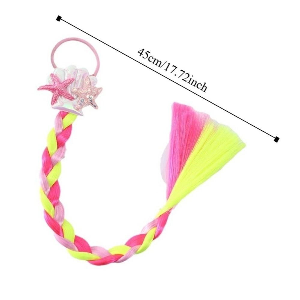 Synthetic Girls Twist Braids Hair Colorful Baby Wig Hairbands Ponytail  Party