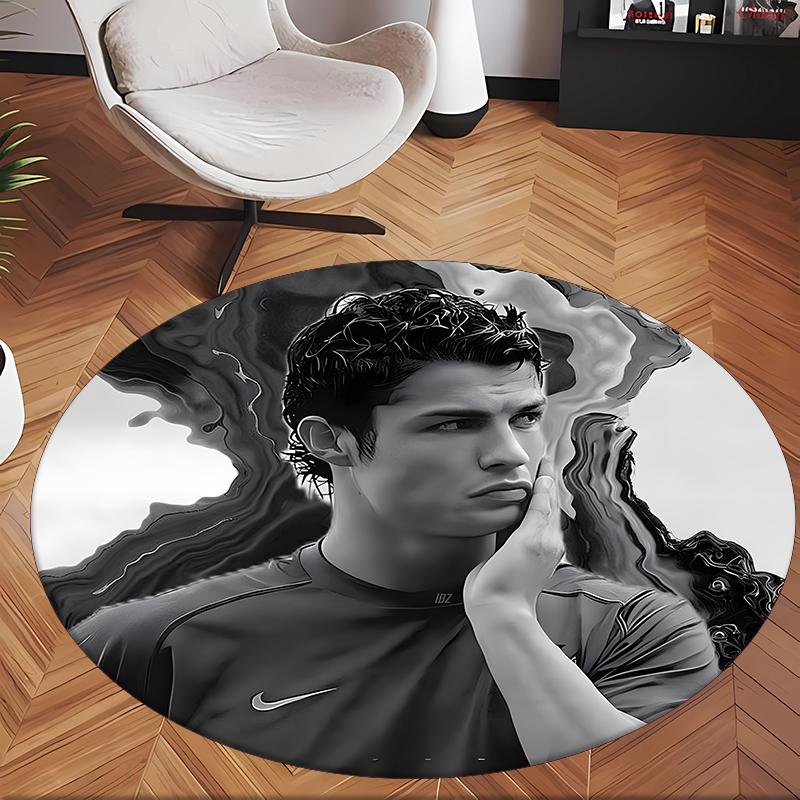 Ronaldo (24) Runder Büroteppich Dekorativer Bodenteppich für Büro Schlafzimmer Wohnzimmer und Wohnbereich