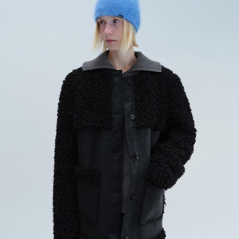 DIAGONAL ANGORA BEANIE (blue)