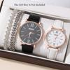 Fashion Couple Watch Leather Strap Men'S Quartz Watch Elegant Fashion Women'S Watch Student Watch Bracelet Set