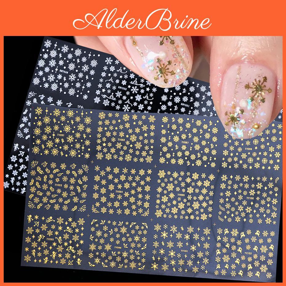 3d Stickers Christmas Nail 1pc Gold Silver Colors Snowflakes Nail Decals Manicure Decor