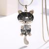 Korean Style Cat Crystal Pendant Sweater Necklace - Elegant Women's Accessory