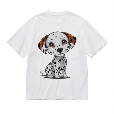 Herren Bequemes Mode Klassisches T-Shirt Niedliches Dalmatiner Hund Design Baumwoll-Tee