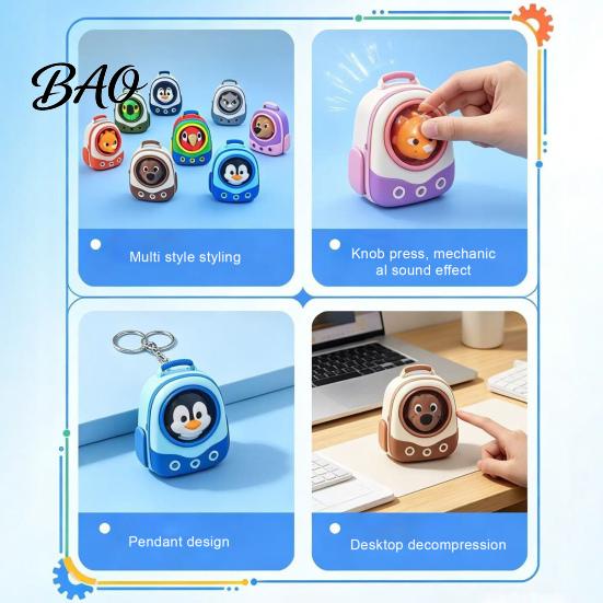 Desktop Stress Reliever Animal Backpack Clicker Fidget Toy, Dog Cat Penguin Parrot Tactile Toy Finger Clicker, Relief Handbag Decorative Accessory