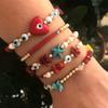 Ximang Fashionable Red Coral Bead Bracelet Set With 2026 Heart Gold Plated Detailing Adjustable Size for Gift