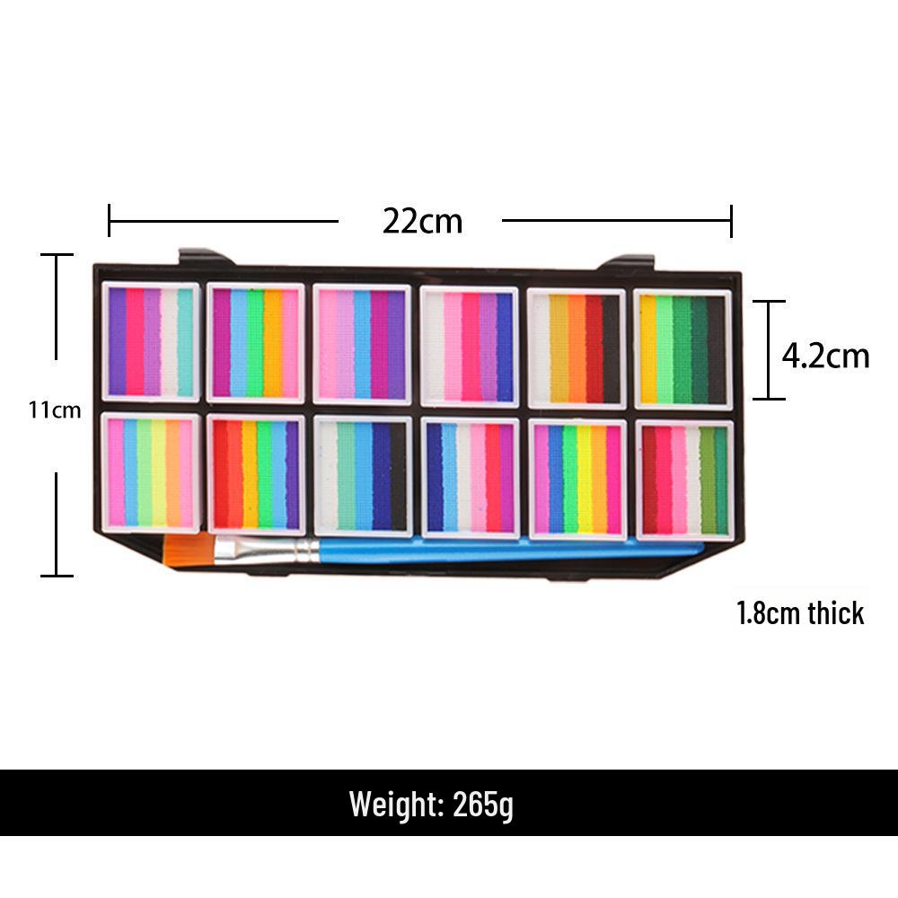 

12-цветная водорастворимая краска для лица в радужную полоску для Хэллоуина и выступлений на сцене 12 in Medium Box, 48 Boxes per Case