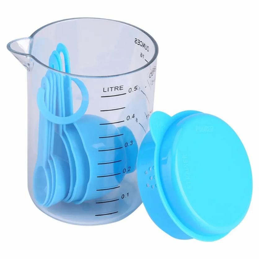 

1 набір преміальних мірних ложок і чашок - точний інструмент для випікання з пластиковими градуйованими мірками, ідеально підходить для сухого молока, кави та кухонних речей