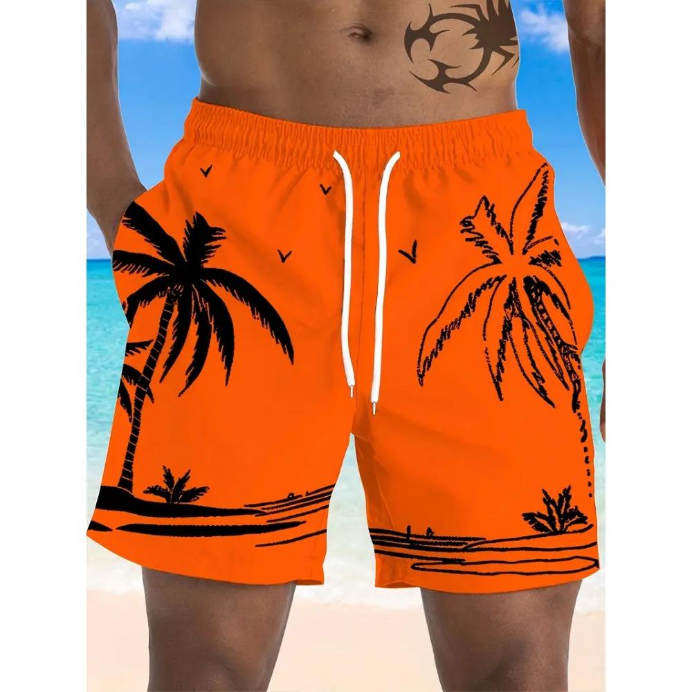 Trendige Strandshorts mit Palmenmuster für Herren Mode Sommer Urlaub 3D Gedruckte Kurze Hose Lässige Übergroße Badeshorts