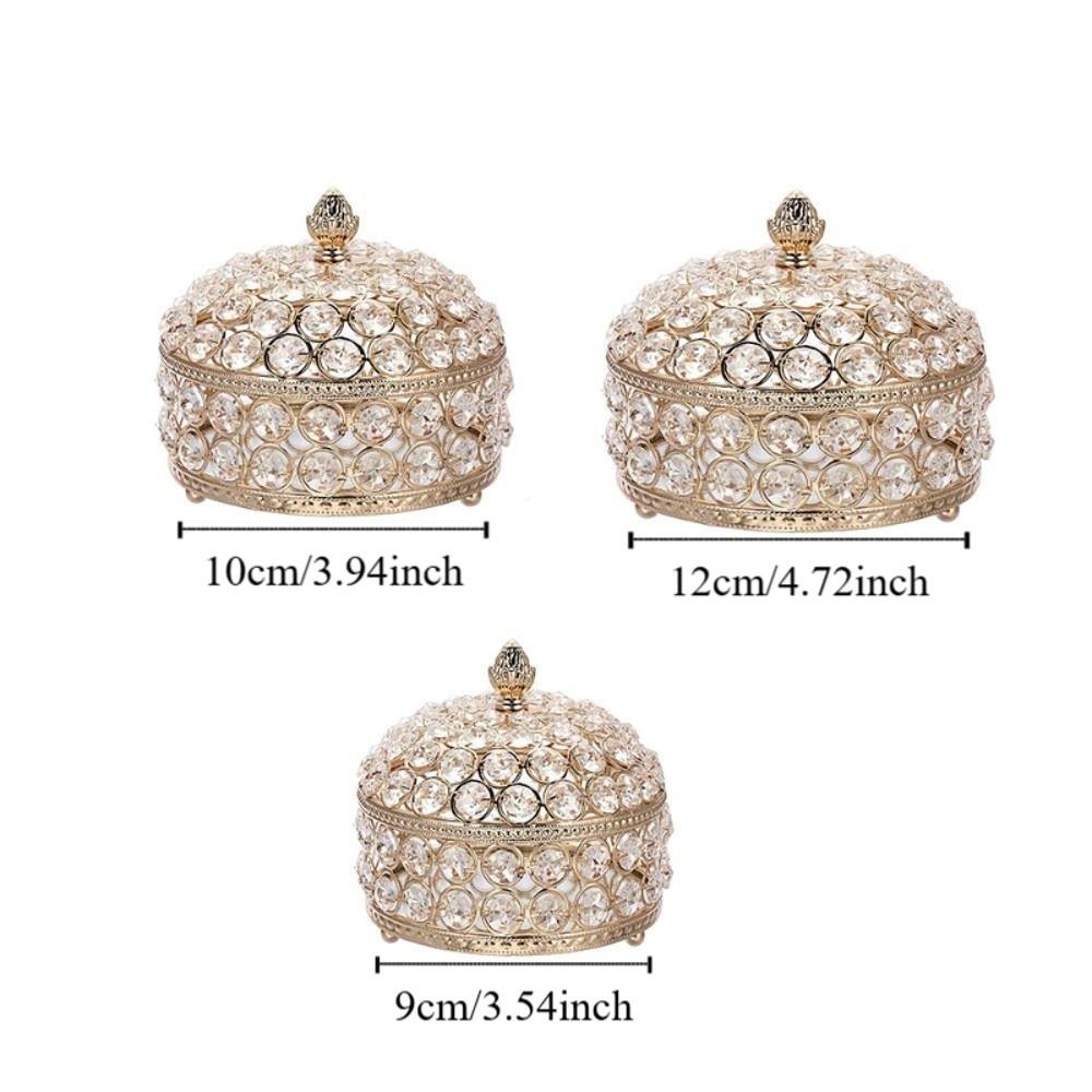 Sparkling Crystal Jewelry Box Glass Mirrored Earring Organizer  Desktop Storage Organizer