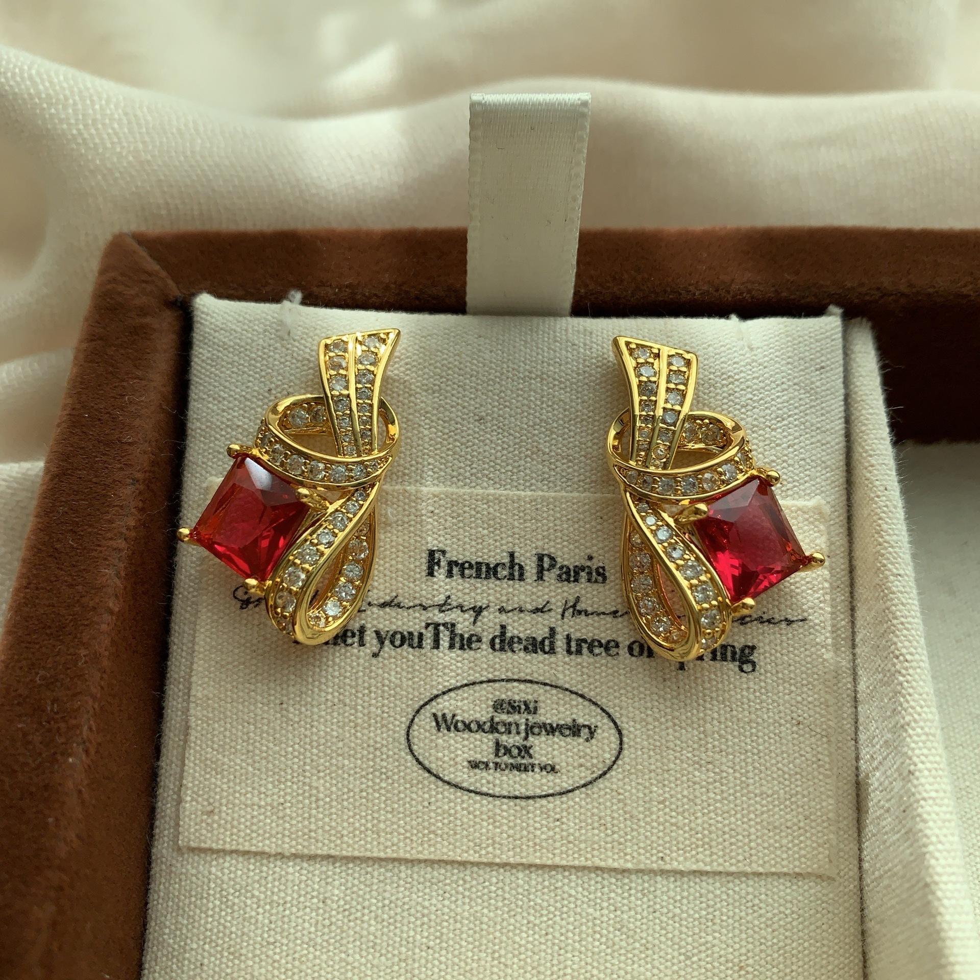 Ribbon Wrapped Rhinestone Bow Earrings Earrings Smart Elegance Light Luxury Atmosphere Niche Luxury Fashion Versatile