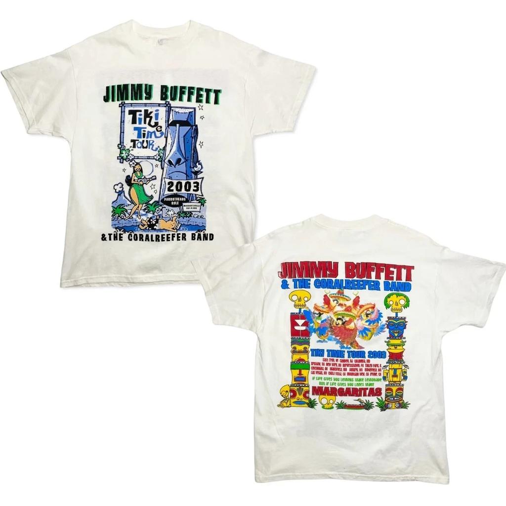 Vintage 2003 Jimmy Buffett Tiki Time Tour Band Concert Graphic T-shirt S-5XL