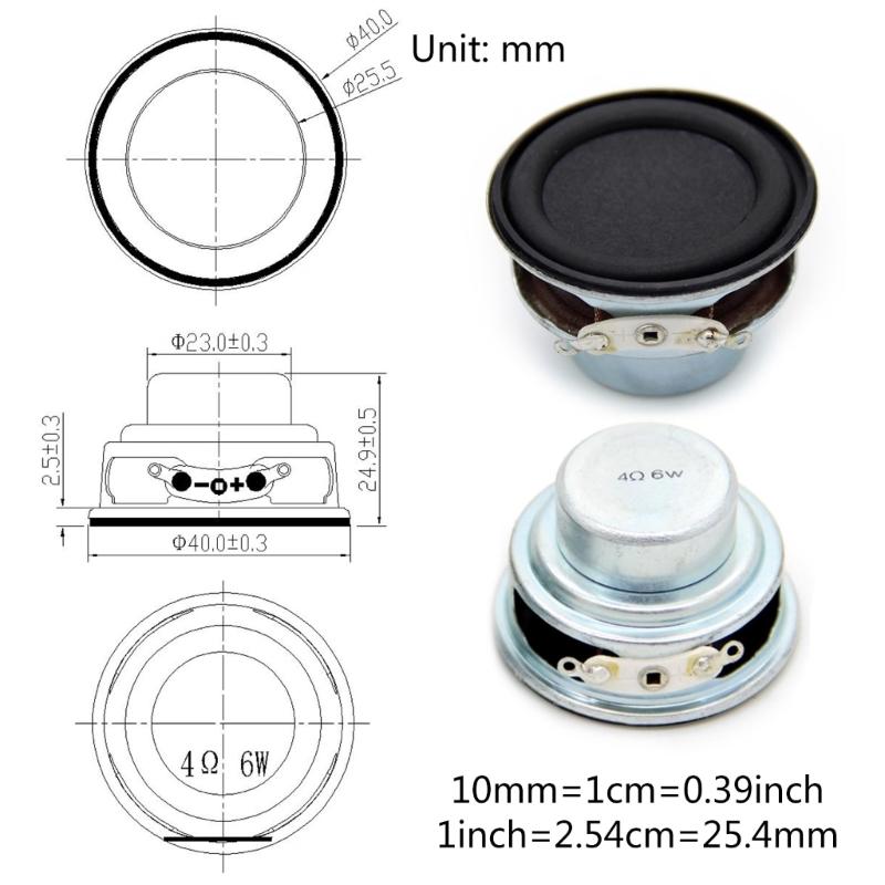 40mm 1.5 Inch Bass MultimediaSpeaker Internal Magnetic Mini Audio Speaker 4 ohm 6W Home Theater Music Loudspeaker 1PC