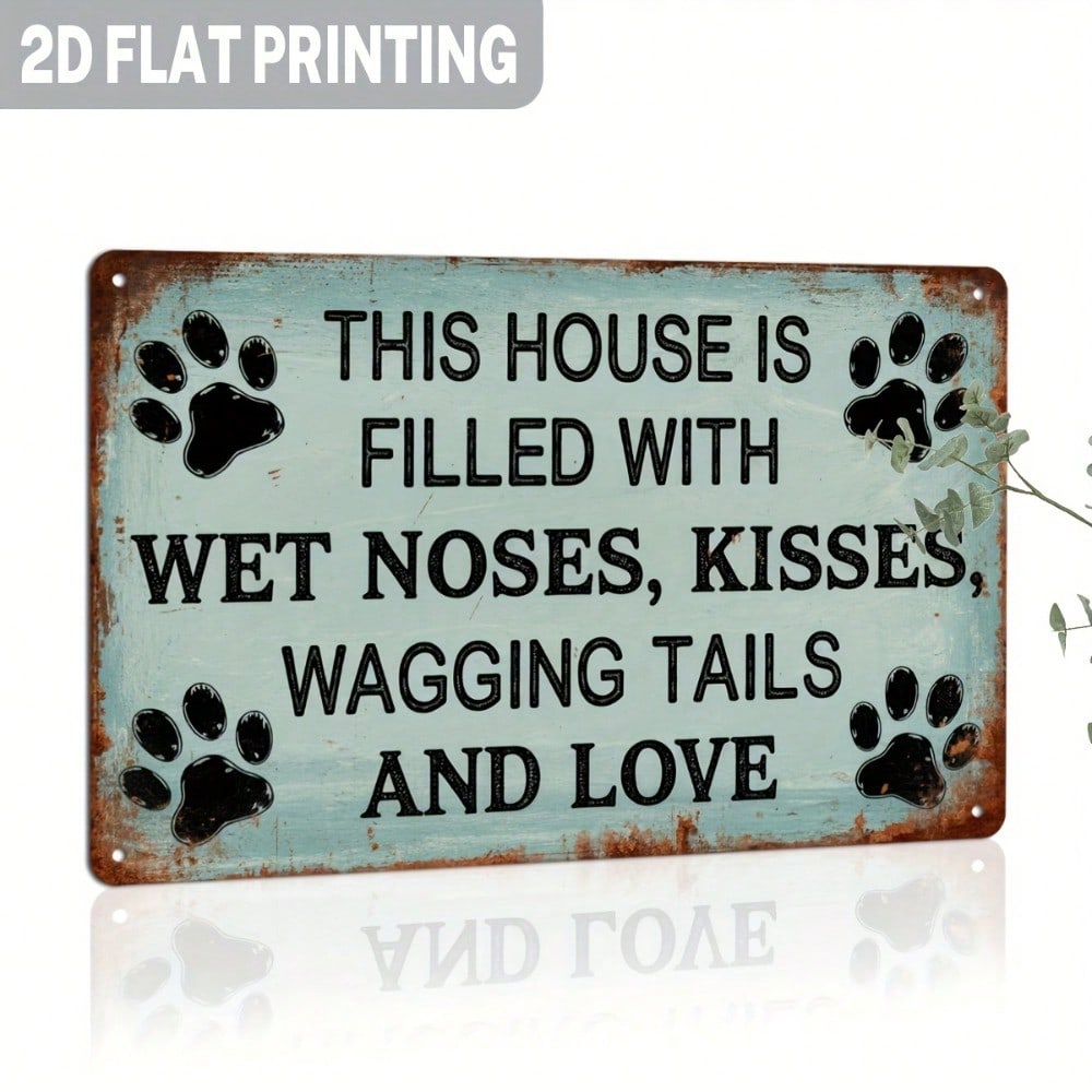 

Metal Wall Art Poster Dog with Paws Loft Style Gift for Animal Lovers Home Garden