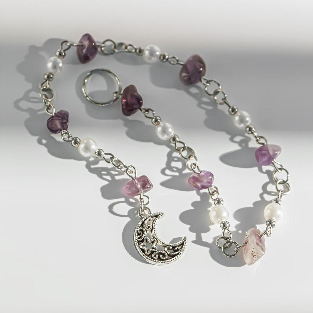 Punk coloré pierres naturelles tresse chaînes anneaux de cheveux pour filles lune étoiles pendentif Imitation perle perlée gland bandeau cheveux bijoux accessoires