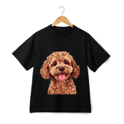 Doodle T-skjorte - Unisex Søt Hundefjes Tegneseriegrafikk Kjæledyreier Valpe T-skjorte