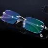 Luxury Frameless Diamond Cut Edge Minus Glasses for Men Women Ultralight HD Anti Blue Light Myopia Eyeglasses Diopter 0 To -4.0