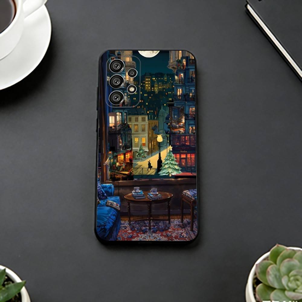 

Coffee-Study Book illustration Phone Case For Samsung S25,S24,S21,S22,S23,S30,Ultra,S20,Plus,Fe,Lite,Note,10,Black Cover Samsung S23plus5G