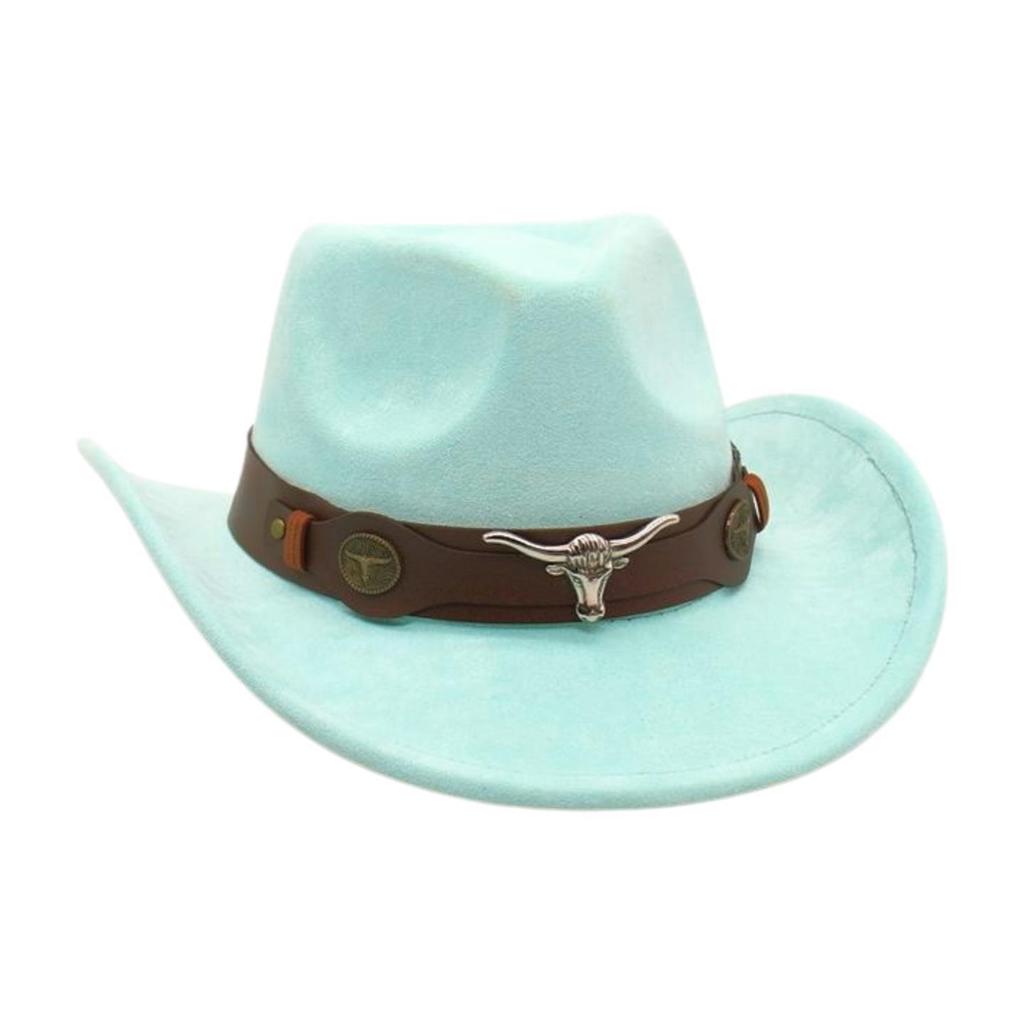 Ethnic Style Western Cowboy Hat Stage Jazz Hat Brown Ox Head Suede Top Hat