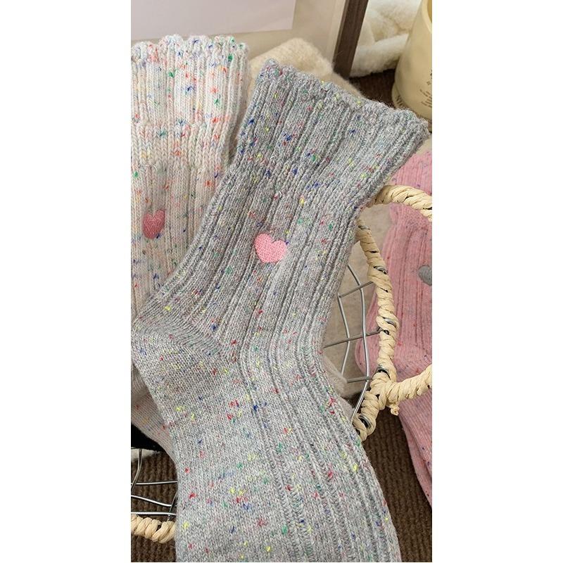 

Женские осенне-зимние утолщенные бархатные теплые носки из пряжи Love Idea Wool Tube Pile 1 pair серый