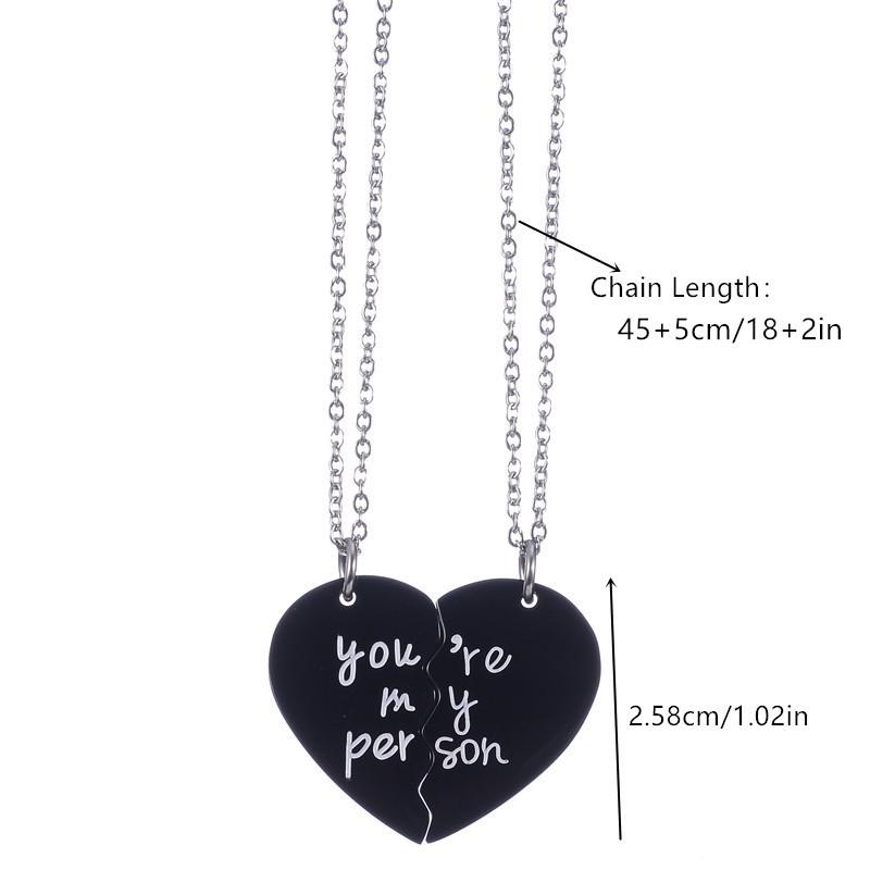 Stainless Steel Heart-Shaped Couple Necklace You Are My Person Necklace