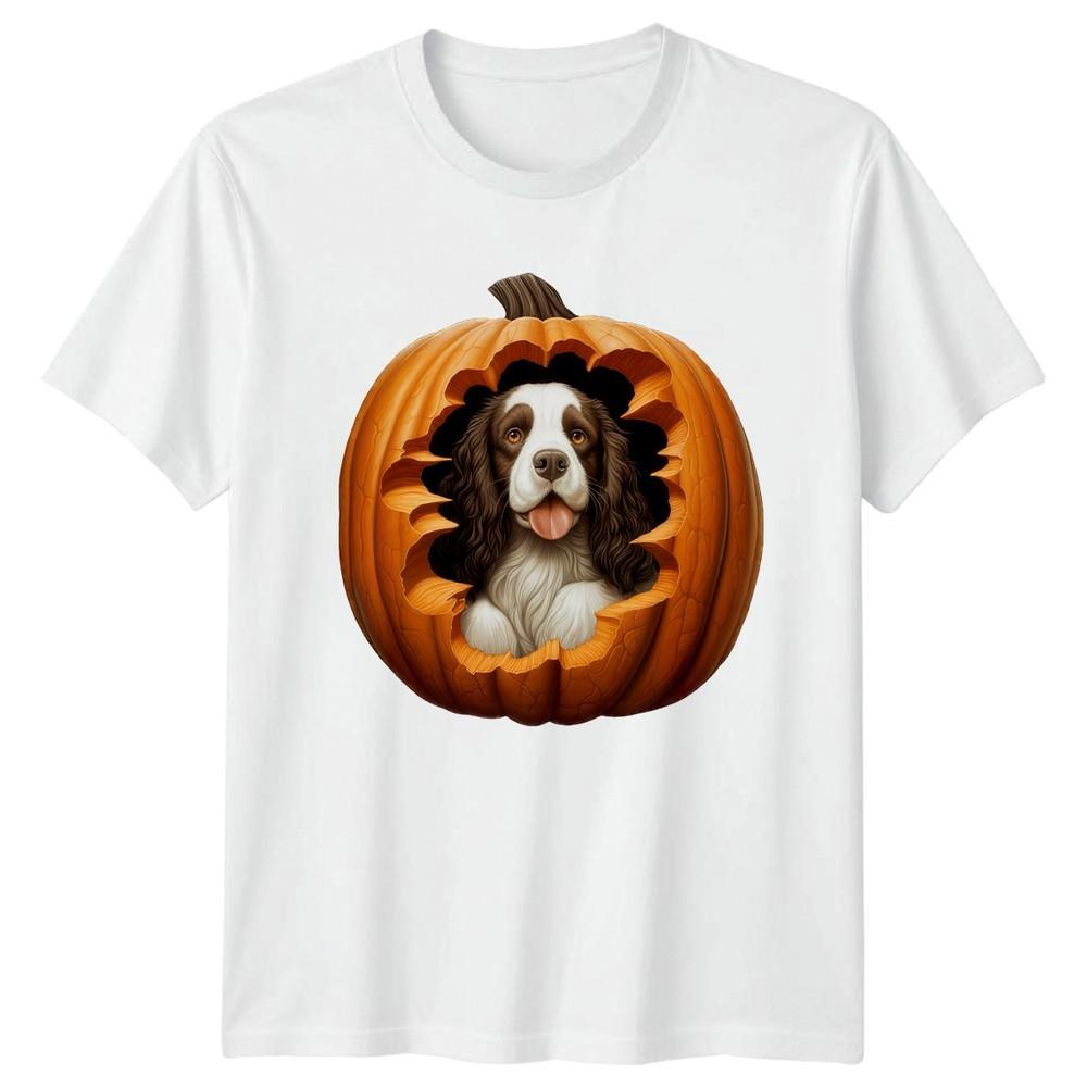 Halloween Pumpkin Dog TShirt Springer Spaniel Dogs Gift For Him And Her