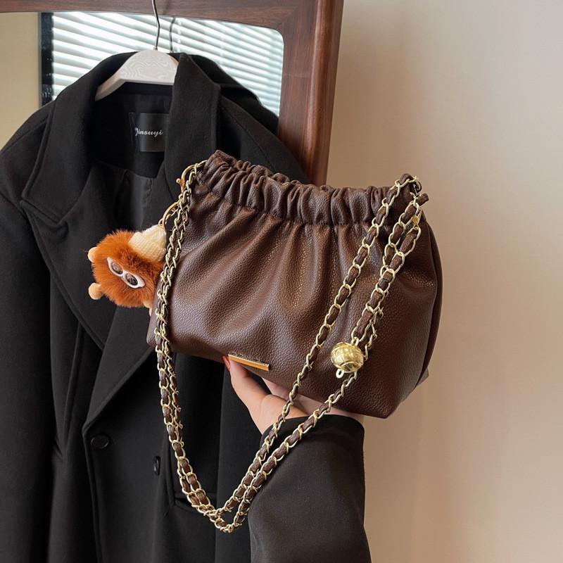 Trendy Solid Color Shoulder Bag 2023 New Winter Bag Women Casual Crossbody Chain Fashion Bucket Bag