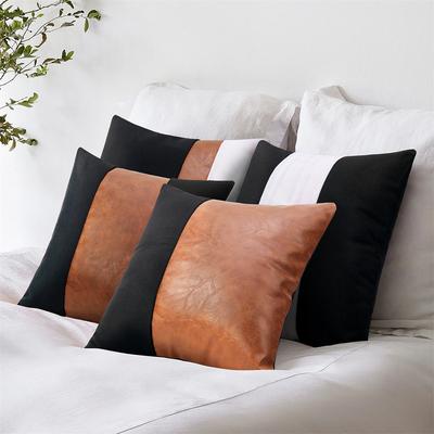 PU-Leder Luxus Kissenbezug 45*45 Kissenbezug Patchwork Kissenbezug Dekorative Kissen für Sofa Couch Kissenbezug Heimdekoration