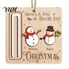 Elk Pattern Xmas Tree Pendants Rustic Santa Reindeer Money Holder Ornament, Wooden Cash Gift Card Creative Ornaments Clip with Slot, Christmas Hanging