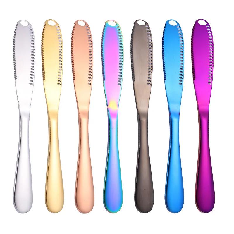 430 Edelstahl Buttermesser Löcher Käse Dessertmesser Stahl Marmeladenmesser Besteck Toast Abwischen Sahne Brot Käseschneider Küchenwerkzeuge